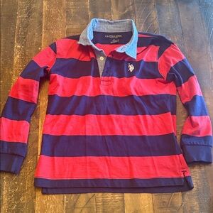 U.S. Polo Assn. Red and Navy Striped Polo